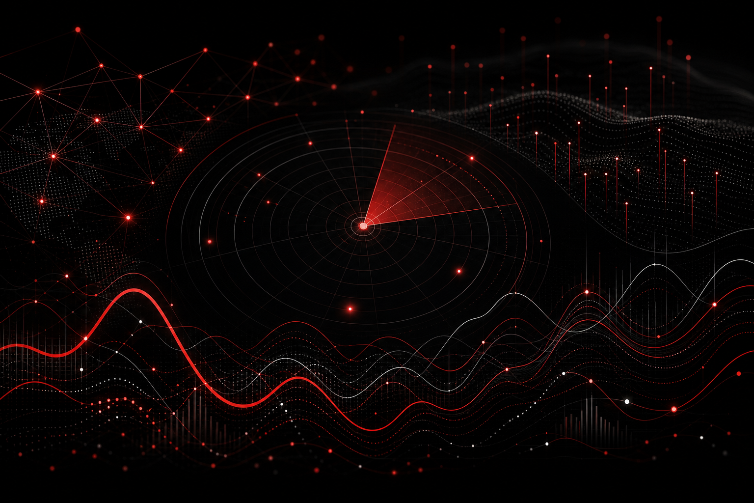 Abstract signal wave visualization representing evolving B2B software discovery patterns